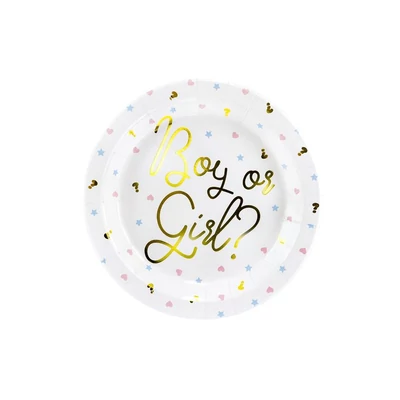 Tányér - Fiú vagy Lány Babaváró Parti Papír tányér, 23cm, 6db