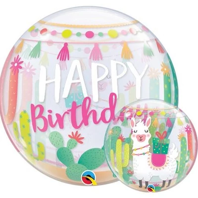 22 inch-es Llama - Láma Birthday Szülinapi Bubble Lufi