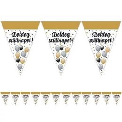 Elegáns Boldog Szülinapot! Léggömbös Parti Zászlófüzér - 5 m