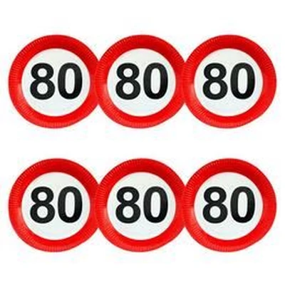 Papírtányér - Sebességkorlátozó 80-as, 6db