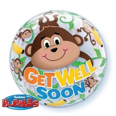22 inch-es Get Well Soon Majom Bubbles Lufi