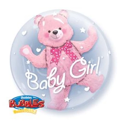 24 inch-es Baby Pink Bear Double Bubble Lufi Babaszületésre