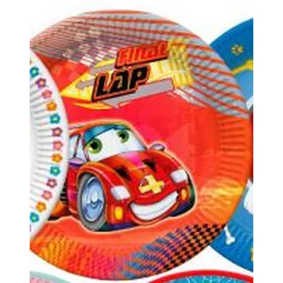 Papírtányér - versenyautós, 23cm