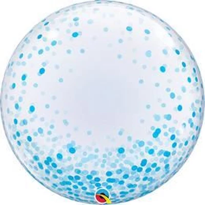 24 inch-es Kék Konfetti Pöttyös Mintás Deco Bubbles Lufi
