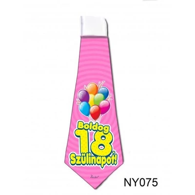 Nyakkendő - Rózsaszín lufis - Boldog 18. szülinapot