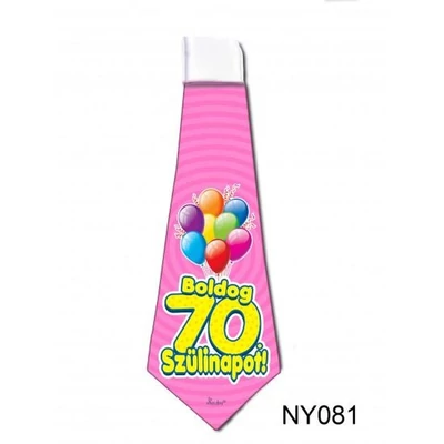Nyakkendő - Rózsaszín lufis - Boldog 70. szülinapot