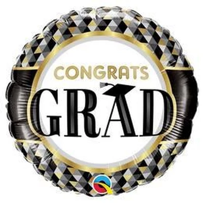 18 inch-es Grad Black & Gold Patterns Ballagási Fólia Lufi