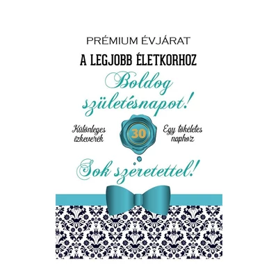 Üvegcímke - 30. Születésnapra, Prémium évjárat - türkiz -