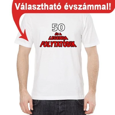 Póló - 50 és a legenda folytatódik L (fehér)