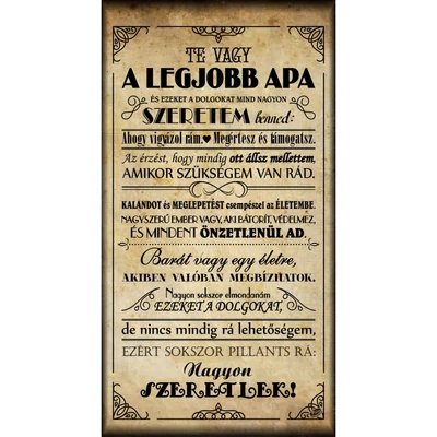 Falikép tábla - Te vagy a legjobb Apa 26*50cm