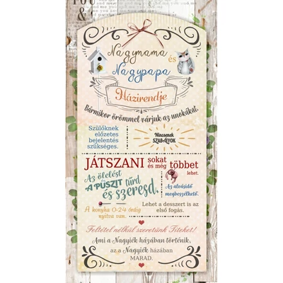 Falikép tábla - Nagymama Nagypapa 26*50cm