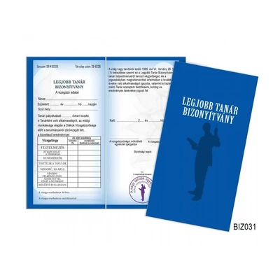 Bizonyítvány - Legjobb tanár