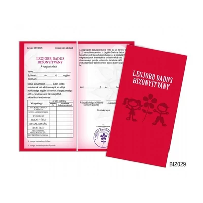 Bizonyítvány - Legjobb dadus