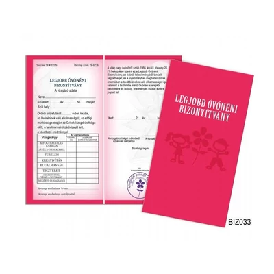 Bizonyítvány - Legjobb óvónéni