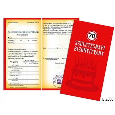 Bizonyítvány - 70. születésnap