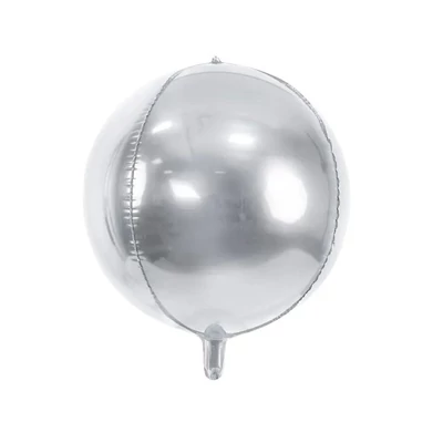 16 inches, Gömb alakú fólia lufi - Ezüst