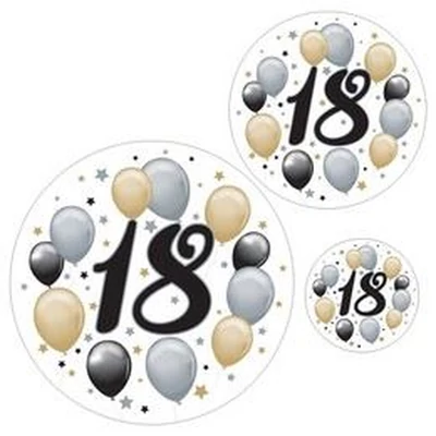 Elegáns Matrica Csomag - 18-as Számos Szülinapi - 8 db-os