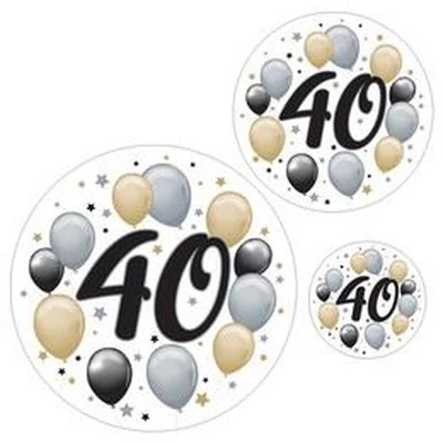 Elegáns Matrica Csomag - 40-es Számos Szülinapi - 8 db-os