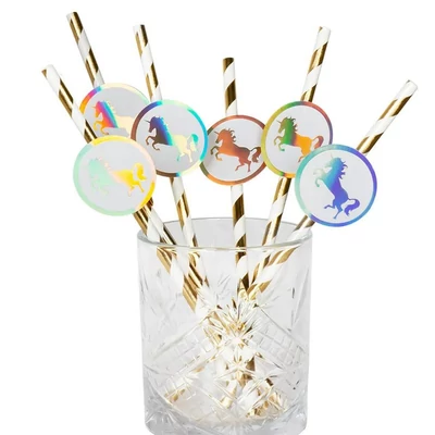 Unikornis - Arany Csíkos Szívószál