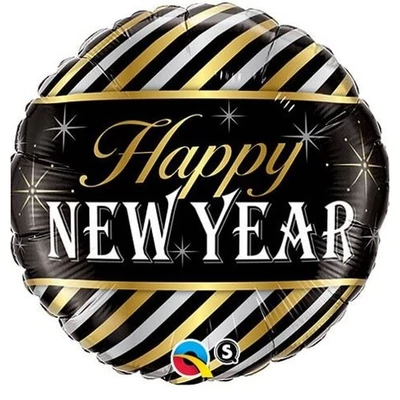 18 inch-es New Year Diagonal Stripes Szilveszteri Fólia Lufi