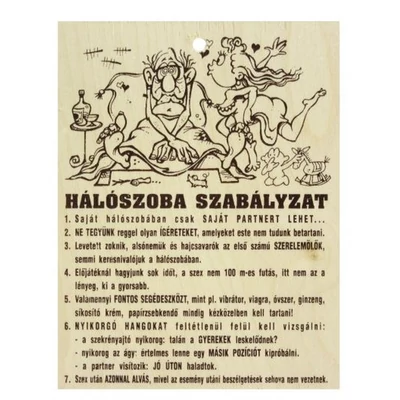Fatábla - Hálószoba szabályzat 13,5x17,5cm
