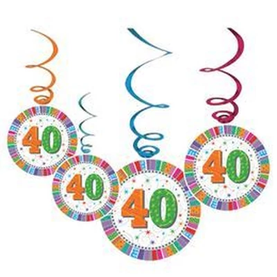 Radiant 40-es Szülinapi Parti Függő Dekoráció - 6 db-os