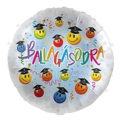 17 inch-es Ballagásodra! Smile Face Fólia Lufi