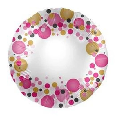 Feliratozható 17 inch-es Rózsaszín Pasztell Konfettis Fólia Lufi