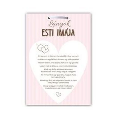 Ajándék Tábla - Lányok esti imája