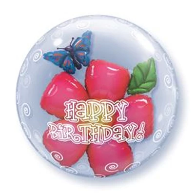 24 inch-es Birthday Flower Szülinapi Double Bubble Lufi