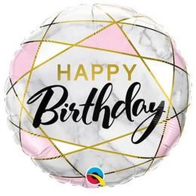 18 inch-es Birthday Marble Rectangles Szülinapi Fólia Lufi