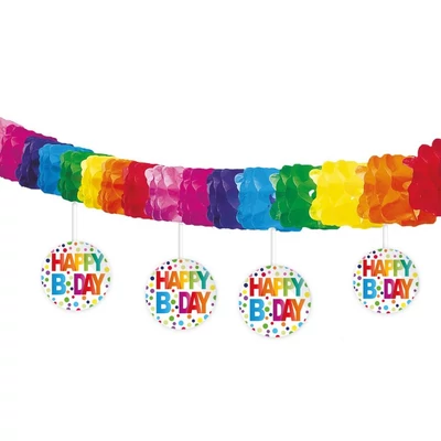 Girland - Színes Happy B-Day felirattal