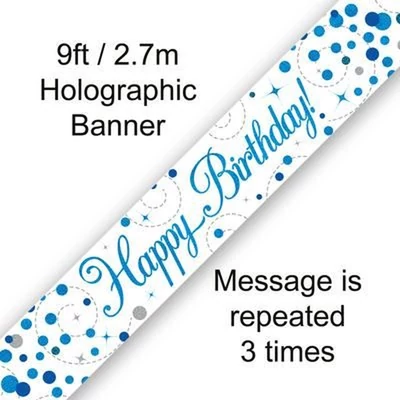 Banner - Fehér/Kék Happy Birthday