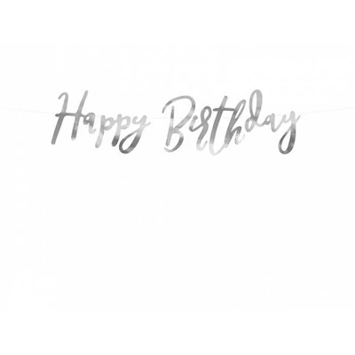 Születésnapi banner, ezüst, 16,5x62cm
