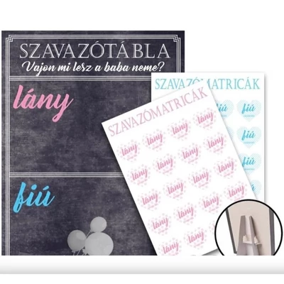 Babaváró Szavazótábla Gender Party-Ra 2 X 20 Db Matricával