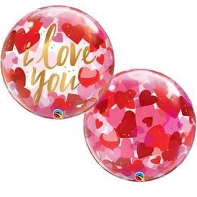 22 inch-es I Love You Paper Hearts Bubble Lufi Valentin-napra