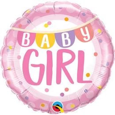 Fólia Lufi - 18"-es Babaváró Baby Girl Banner & Dots i Babaszületésre Léggömb
