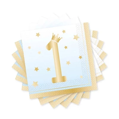 Blue Ombre Szalvéta Első Szülinapra - 33 cm x 33 cm, 16 db-os
