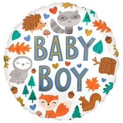 Fólia Lufi - 18"-es Babaváró Baby Boy Woodland Fun Léggömb