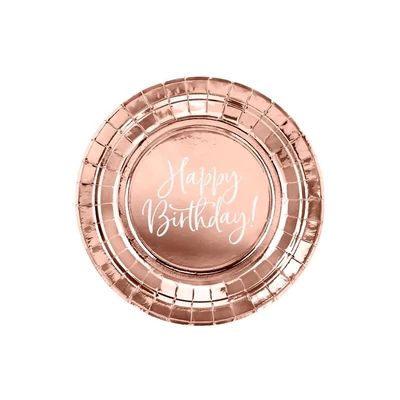 Papír tányér - Rosegold, 18cm,6 db