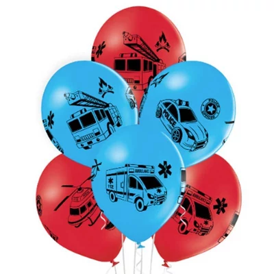 11 inch-es Mentő Járművek - Emergency Vehicles Lufi (6 db/csomag) Héliummal