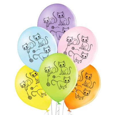 11 inch-es Cuki Macska Mintás - Cats Lufi (6db/csomag) Héliummal