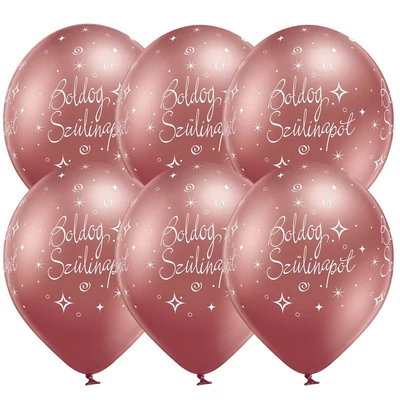 11 inch-es Boldog Szülinapot Chrome Rosegold - RózsaaranyLufi (6 db/csomag) Héliummal