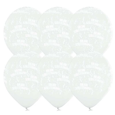 11 inch-es Boldog Születésnapot White Lufi (6 db/csomag) Héliummal
