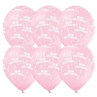 11 inch-es Boldog Születésnapot Pink Lufi (6 db/csomag)
