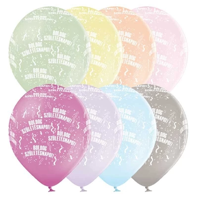 11 inch-es Boldog Születésnapot Macaron Assortment Lufi (8 db/csomag) Héliummal