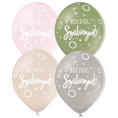 11 inch-es Boldog Születésnapot Dots & Sparkles Pasztel Színekben Léggömb - 8 db, Héliummal