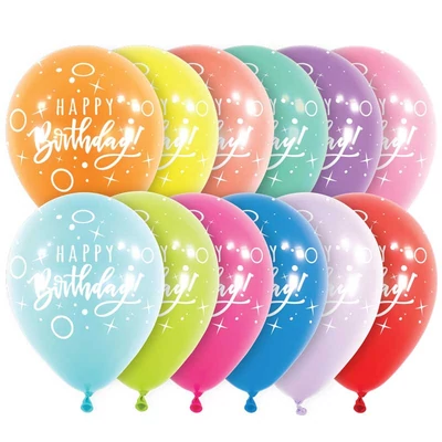 11 inch-es Birthday Dot Sparkle Assortment Szülinap Lufi (6 db/csomag) Héliummal