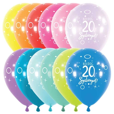 11 inch-es Boldog 20. Szülinapot Assortment Szülinapi Lufi (6 db/csomag) Héliummal