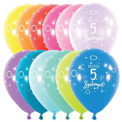 11 inch-es Boldog 5. Szülinapot Assortment Szülinapi Lufi (6 db/csomag), Héliummal